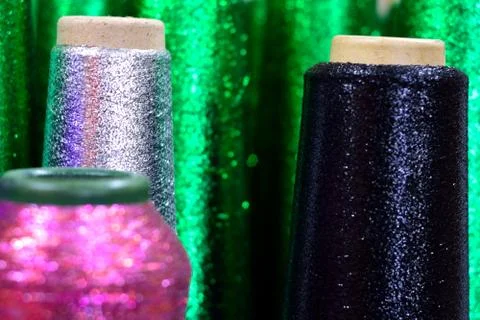 Shiny reels of thread Stock-Fotos
