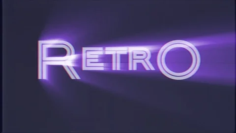 Shiny RETRO word text on old computer tv vhs effect glitch interference noise Stock Footage 83762486