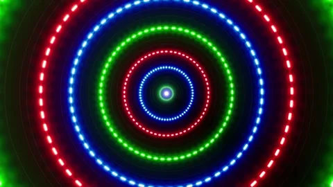 Shiny RGB Dashed Circle Lights Stock-Footage 325332712