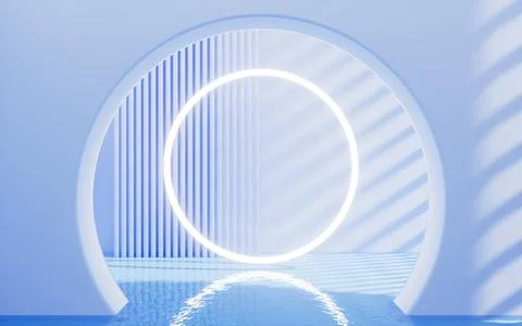 Shiny ring with interior geometric construction, 3d rendering. Illustrazione stock