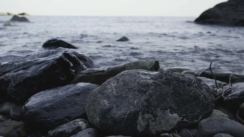 Shiny Rocks in Water Stock Footage 79657979