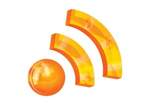 Shiny rss orange sign or 3d icon, vector illustration Stock Illustration
