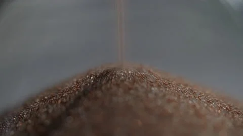 Shiny sand small grains running fall through inverted hourglass measuring 스톡 동영상 237741245