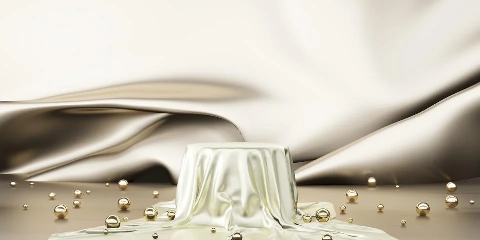 Shiny satin Elegantly placed on a podium or empty podium shelf luxury conce.. Stock Illustration