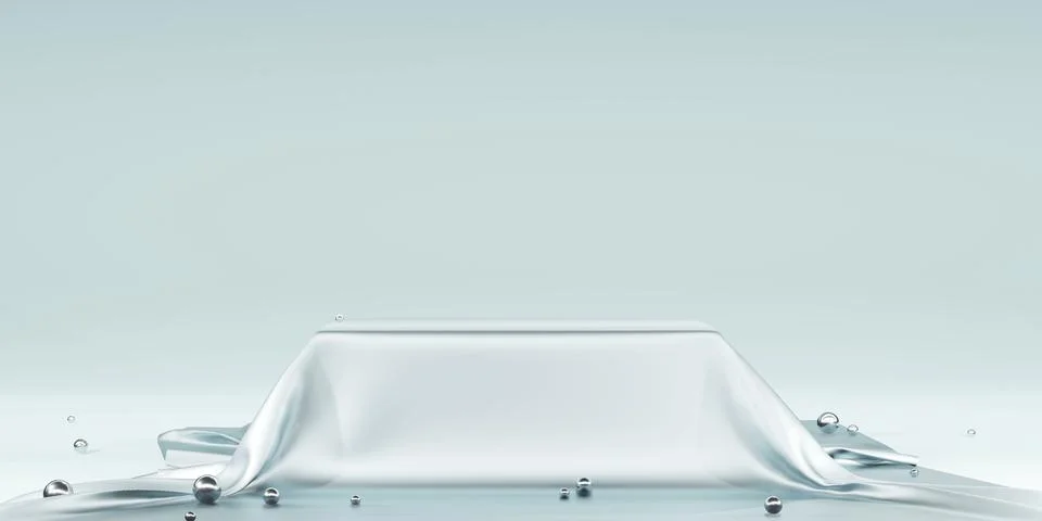 Shiny satin Elegantly placed on a podium or empty podium shelf luxury conce.. Stock-Illustration