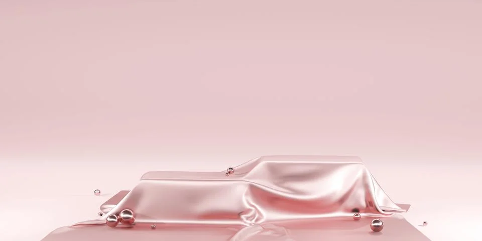 Shiny satin Elegantly placed on a podium or empty podium shelf luxury conce.. Stock-Illustration