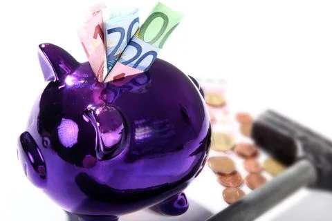 Shiny saving pigs Stock Photos