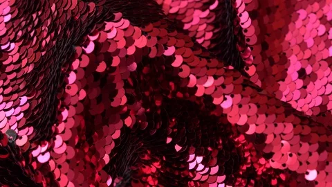 Shiny sequined fabric texture with red paillettes Stock-Footage 123527010