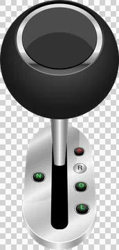 A shiny, silver-and-black automatic transmission gear shift for a vehicle w.. Stock Illustration