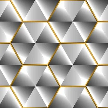 Shiny silver background with 3d effect and golden glossy elements with flares. Illustrazione stock