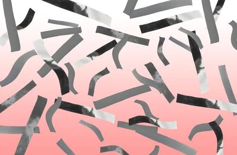 Shiny silver confetti falling on gradient red background Stock Photos