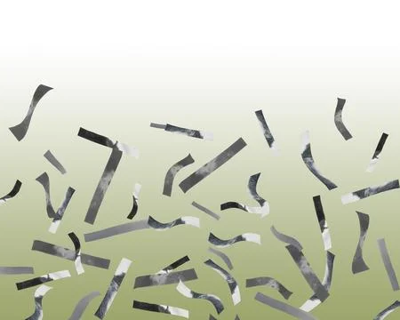 Shiny silver confetti falling on gradient green background Stock Photos