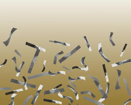 Shiny silver confetti falling on gradient golden background Stock Photos
