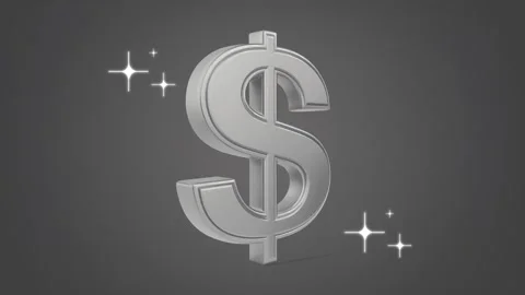 Shiny Silver dollar Icon on Light Purple Background Stock Footage 280485802