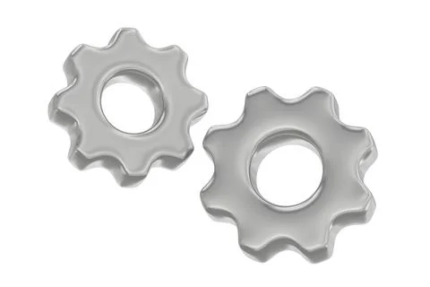 Shiny Silver Gears in 3D Rendering Stock Illustration