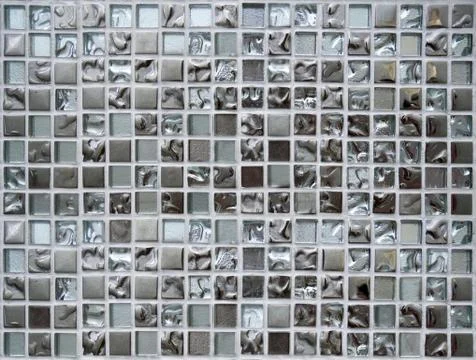 Shiny silver mosaic wall texture background. Stock Photos
