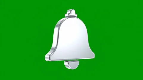 Shiny Silver Notification Bell Icon Isolated on Green Background Stock Footage 327719422