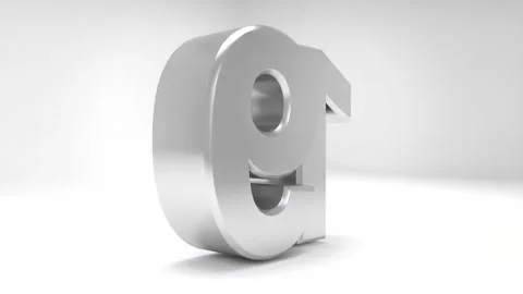 Shiny Silver Number 19 Rotating on White Background - 3D Render Stock Footage 333410525