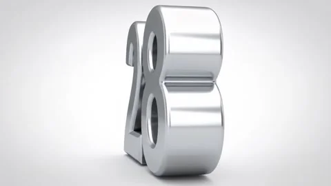 Shiny Silver Number 28 Rotating - 3D Rendered Animation Stock Footage 333410528