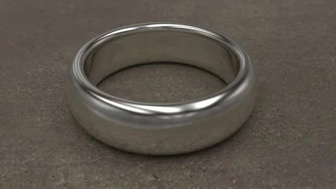 Shiny silver ring on table. 3d illustration Stock Illustration