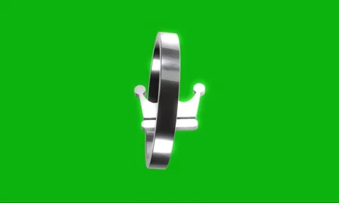 Shiny silver rotating 3d crown icon in circular frame animation on green sc.. Stock Footage 346499516