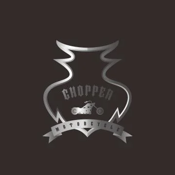 Shiny silver shield chopper motorcycle Stock Illustration