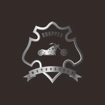 Shiny silver shield chopper motorcycle Stock-Illustration