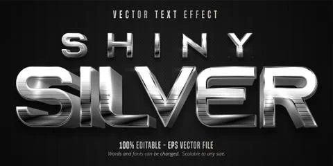 Shiny silver text, metallic style editable text effect Stock Illustration
