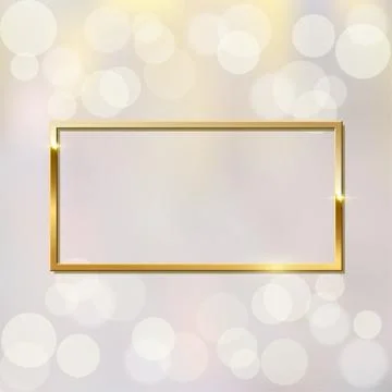 Shiny sparkling golden rectangle frame on blurred background vector illustration Stock Illustration