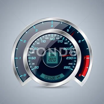 Shiny speedometer with big rev counter: Graphic #56632077