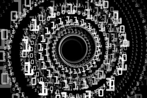 Shiny spiral of binary code Stock Photos