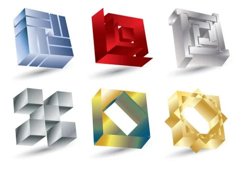 Shiny square logo template icons, vector illustration Stock Illustration
