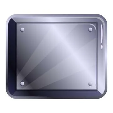 Shiny square metal plate is fixed by rivets Stock Illustration