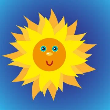 Shiny sun in the blue sky Stock Illustration