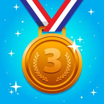 Shiny Third Place Medal Illustrazione stock