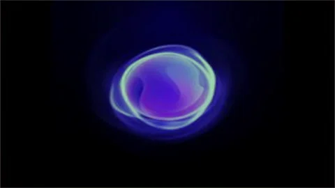 Shiny transparent blue sphere with a glowing neon light bulb reflection Stock Footage 296863688