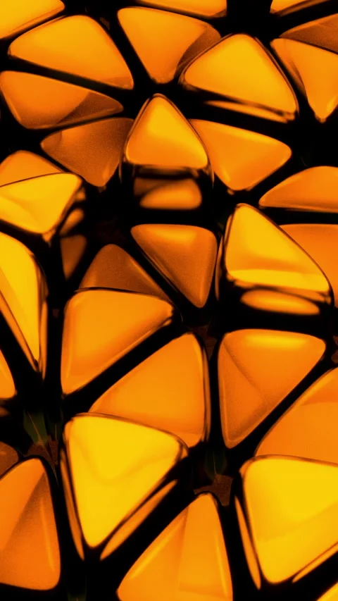 Shiny Triangular Tile Pattern. Organic Tessellation Of Warm Amber Tiles With Stock Footage 346002058