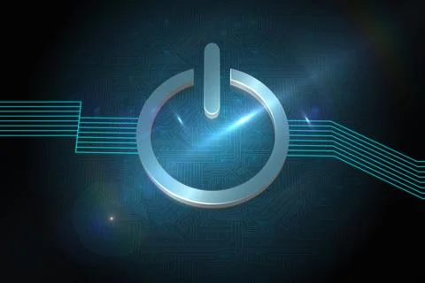 Shiny turn off button on black background Stock Illustration