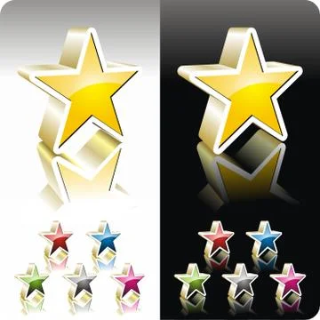 Shiny vector color star button set Stock Illustration