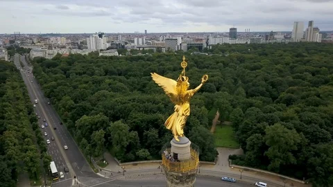 Shiny Victory Column in Berlin Stock Footage 92168379