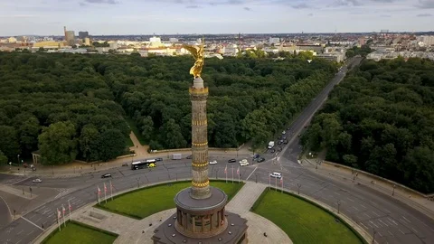 Shiny Victory Column in Berlin Stock Footage 92168500