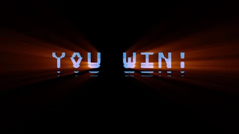 Shiny videogame YOU WIN text glitch interference noise screen animation black Stock Footage 83745799