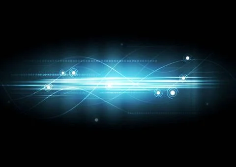 Shiny waves tech vector design Abstract tech background with shiny waves C... Foto stock