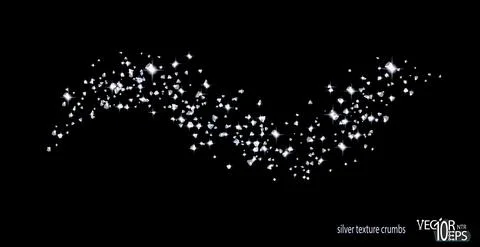 Shiny wavy strip sprinkled with crumbs silver texture. Silverish crumbs Stock Illustration