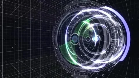 Shiny white clock shape motion black background Stock Footage 255886603