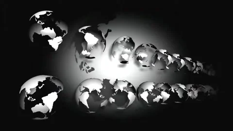 Shiny white globes rolling in dark background Stock-Footage 255786131