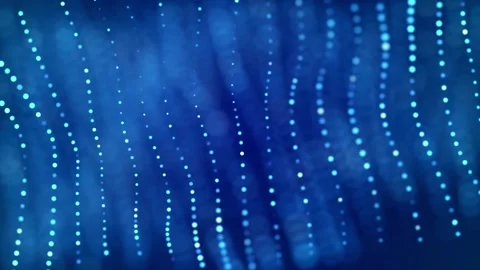 Shiny white lights in rows waving bokeh blue background Stock-Footage 256017865
