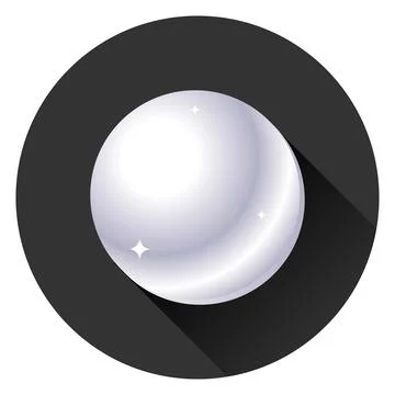 Shiny white pearl gemstone vector illustration inside black circle icon with Stock Illustration
