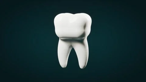 Shiny white tooth isolated on dark background. 3d rendering Stock Footage 339933694