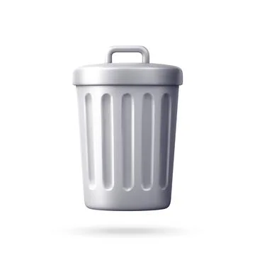 A shiny white trash can in 3d Stock-Illustration